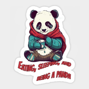 Cute Eating Panda - Funny Animal Art Design Sticker